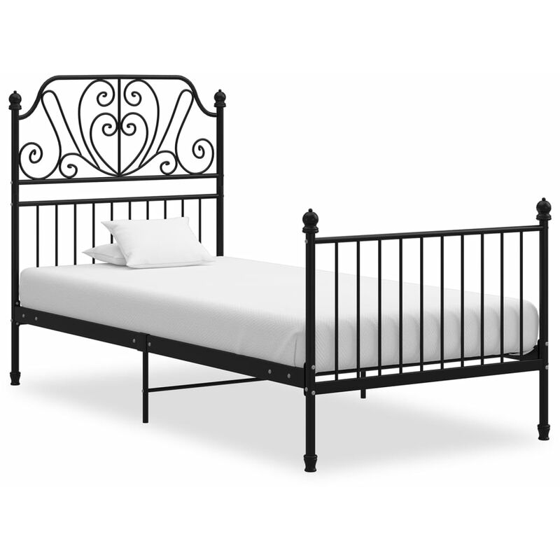 Vidaxl - Cadre de lit Métal et contreplaqué Noir 90x200 cm