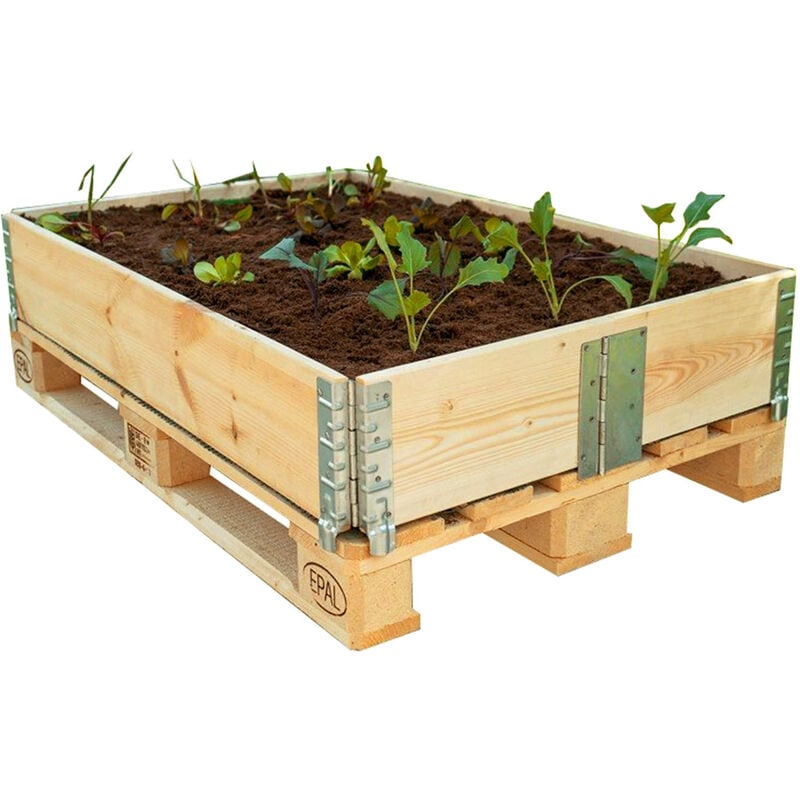 Spetebo - Cadre de lit haut en bois empilable - 120 x 80 cm - Système de lit haut enfichable extensible - Lit de légumes Lit de fleurs Lit précoce