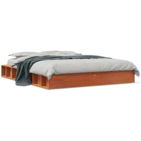 Cadre de lit marron 120x200 bois de pin massif