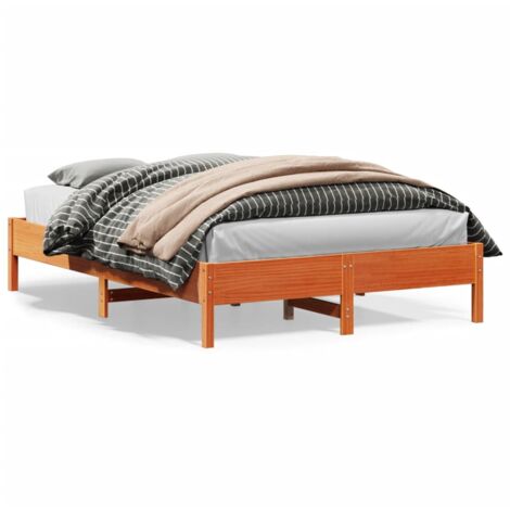 Cadre de lit marron 120x200 bois de pin massif