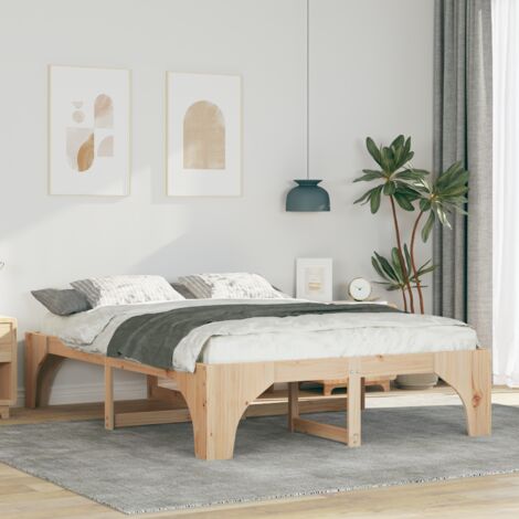 Cadre de lit Marron 140 x 200 cm Pin massif vidaXL
