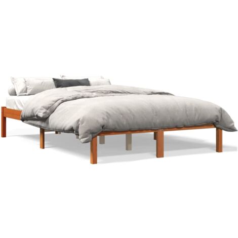 Cadre de lit marron 140x190 bois de pin massif