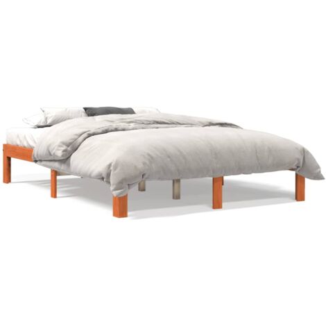 Cadre de lit marron 140x190 bois de pin massif