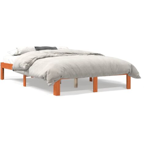 Cadre de lit marron 140x200 bois de pin massif