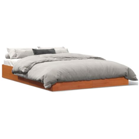 Cadre de lit marron 140x200 bois de pin massif