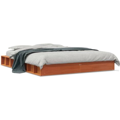 Cadre de lit marron 160x200 bois de pin massif