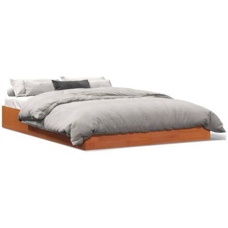 Cadre de lit marron 160x200 bois de pin massif