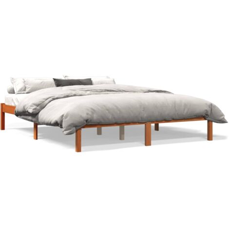 Cadre de lit marron 160x200 bois de pin massif