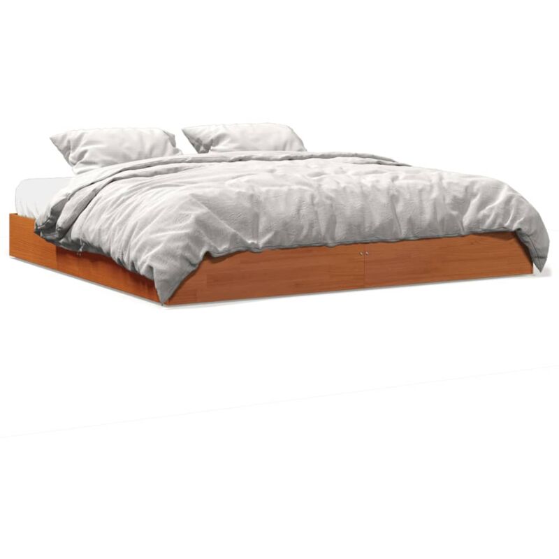 Cadre de lit marron 180x200 bois de pin massif Cadre de lit marron 180x200 bois de pin massif