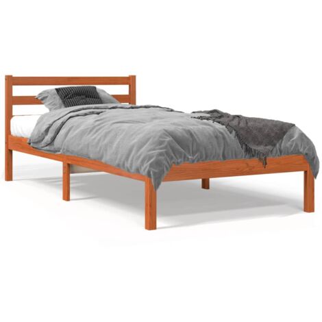 Cadre de lit marron 90x190 bois de pin massif