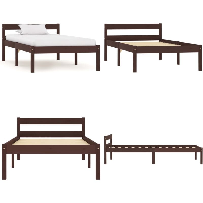 Vidaxl - Cadre de lit sans matelas marron foncé pin massif 100x200 cm - Cadre De Lit - Lit Double - Lit En Bois - Lit Design - Meubles Chambre - Home
