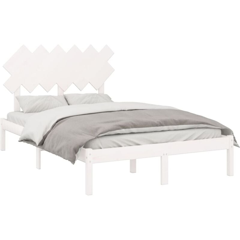 Cadre de lit sans matelas blanc 135x190 cm bois massif vidaXL