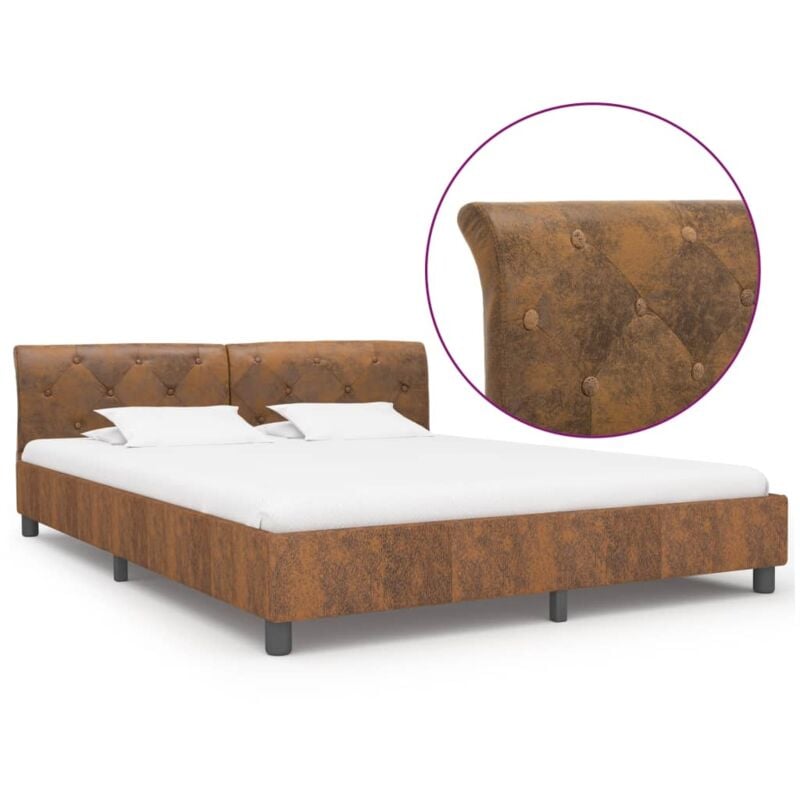 Vidaxl - Cadre de lit Marron Similicuir daim 160 x 200 cm