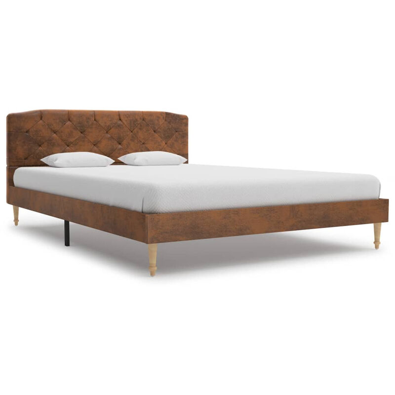 Cadre de lit Marron Similicuir daim 135x190 cm