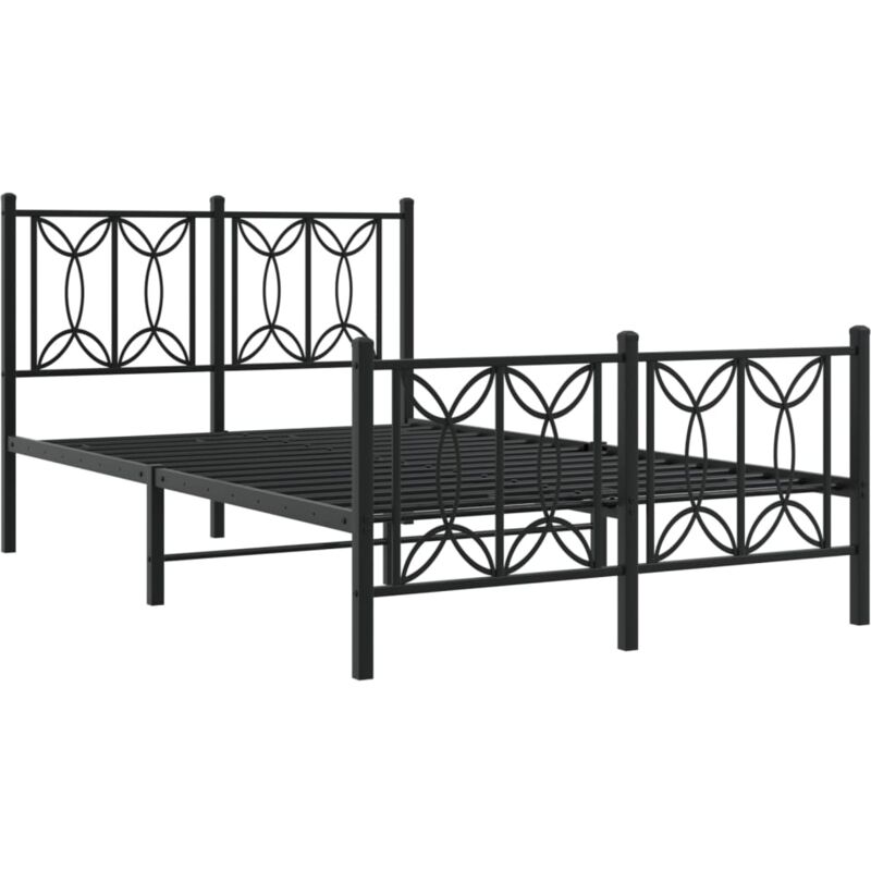 Cadre de lit métal sans matelas avec pied de lit noir 120x200cm vidaXL