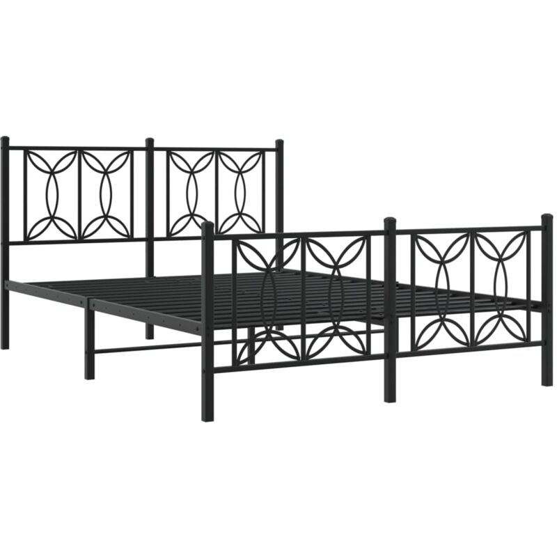 Cadre de lit métal sans matelas avec pied de lit noir 140x200cm Vidaxl