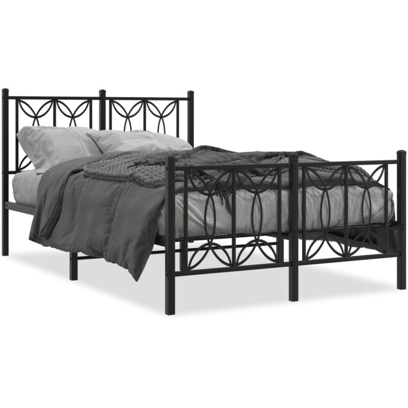 Cadre de lit métal avec tête de lit/pied de lit noir 120x190 cm - Vidaxl
