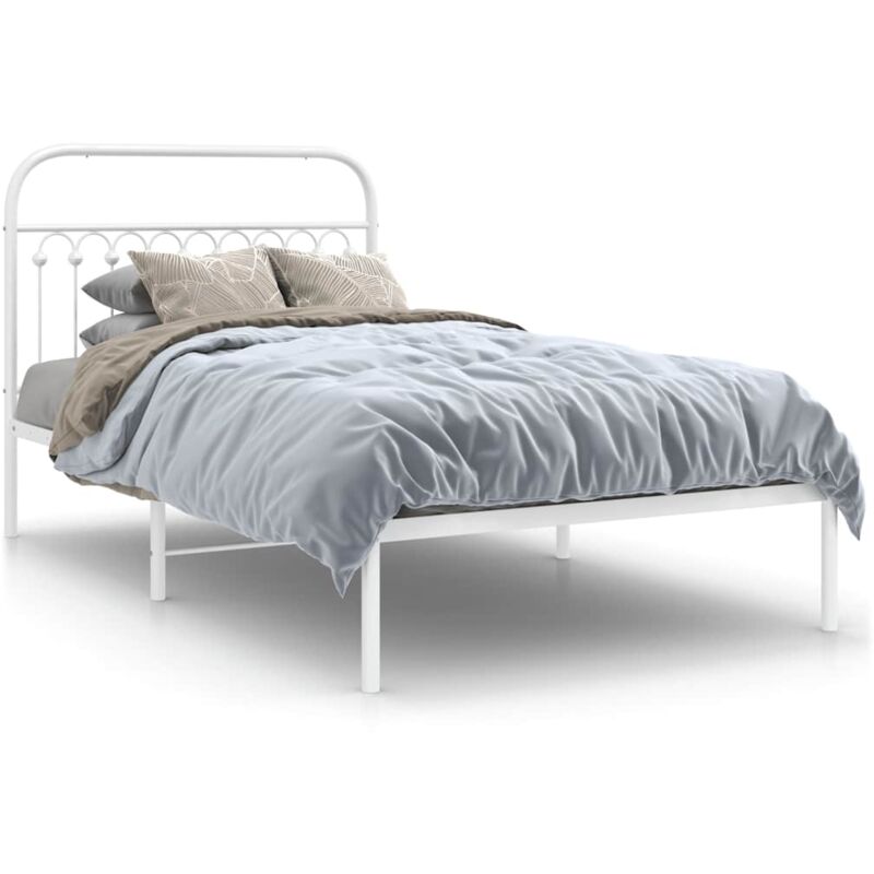 Vidaxl - Cadre de lit métal avec tête de lit blanc 107x203 cm