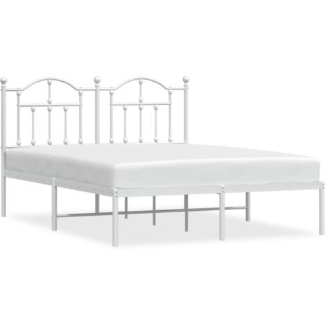 Cadre de lit métal avec tête de lit blanc 140x190