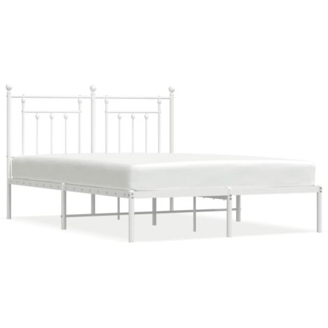 Cadre de lit métal avec tête de lit blanc 140x190