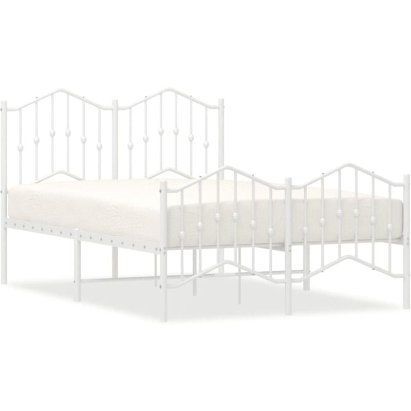 Vidaxl - Cadre de lit métal avec tête de lit/pied de lit blanc 120x200cm