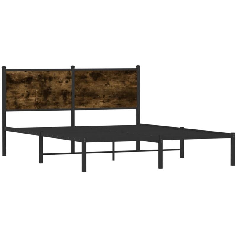 Vidaxl - Cadre de lit en métal sans matelas chêne fumé 140x190 cm