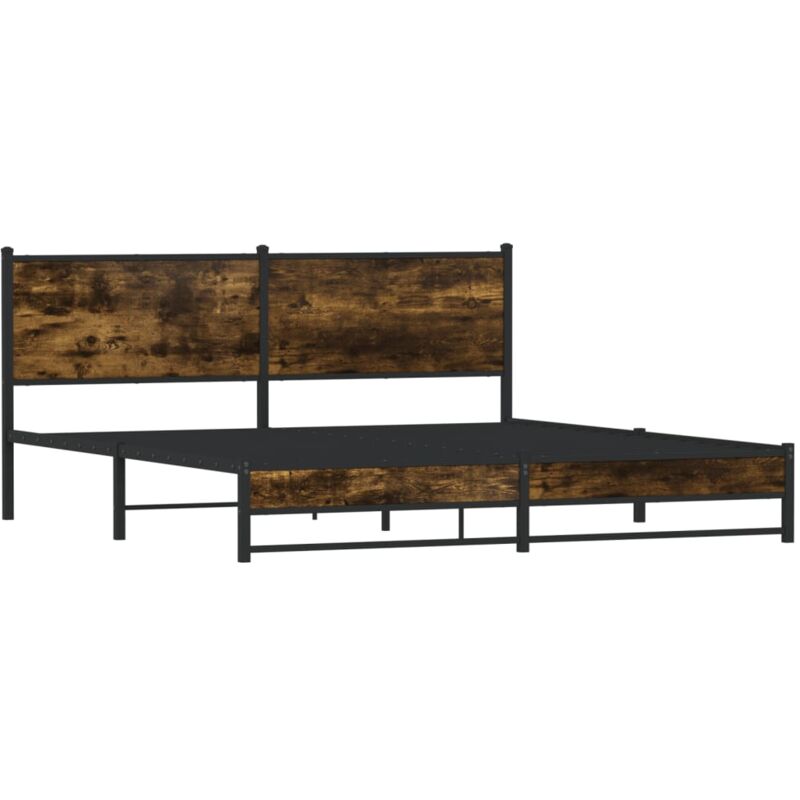 Vidaxl - Cadre de lit en métal sans matelas chêne fumé 160x200 cm