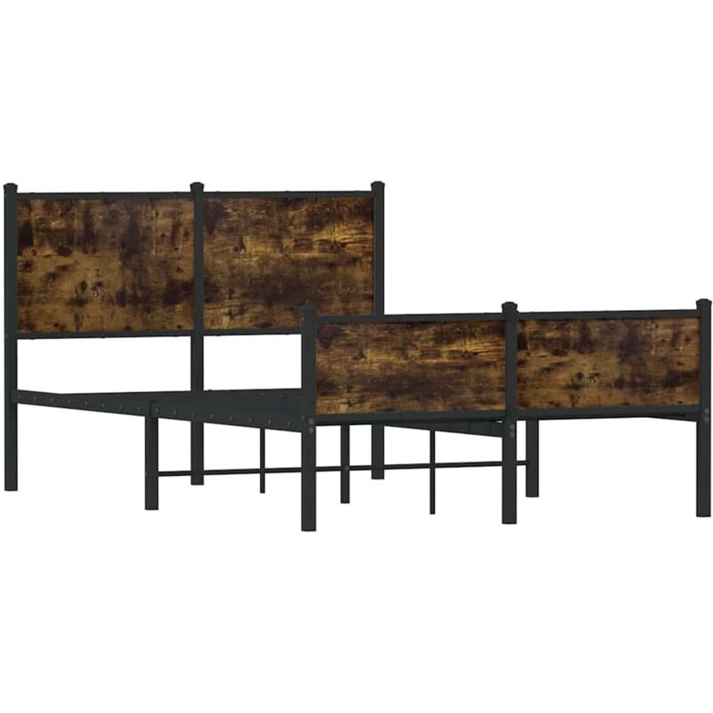 Cadre de lit en métal sans matelas chêne fumé 120x190 cm vidaXL
