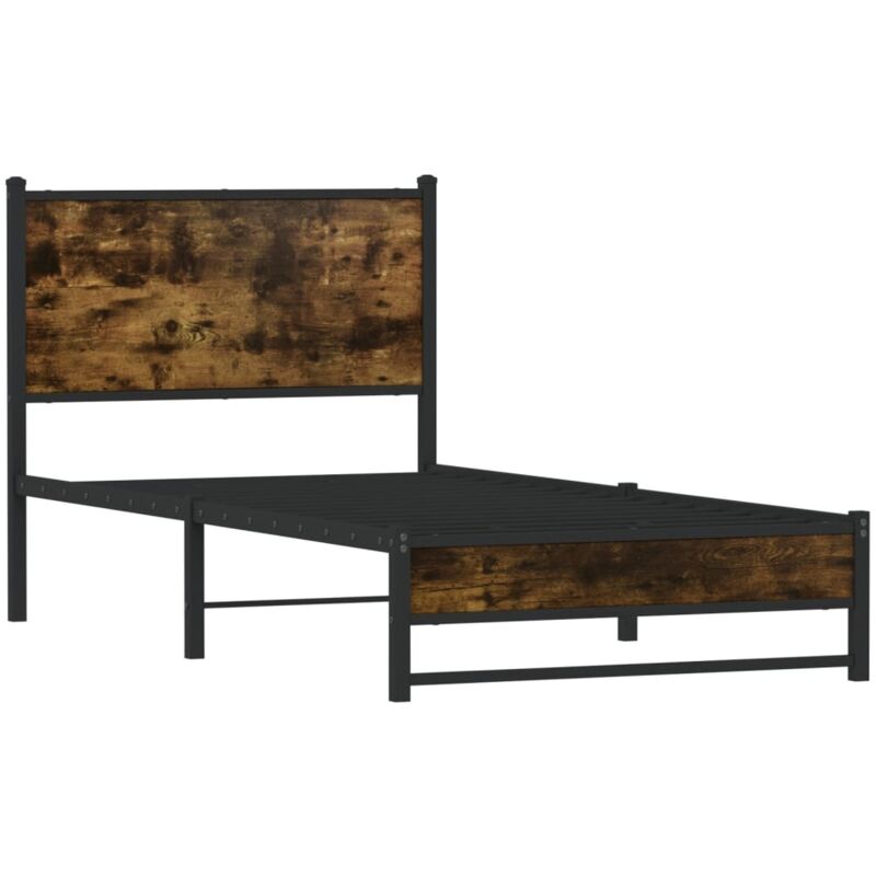 Vidaxl - Cadre de lit en métal sans matelas chêne fumé 90x190 cm
