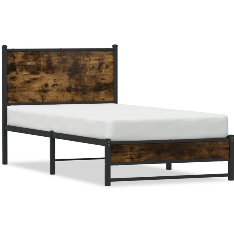 Vidaxl - Cadre de lit en métal sans matelas chêne fumé 75x190 cm