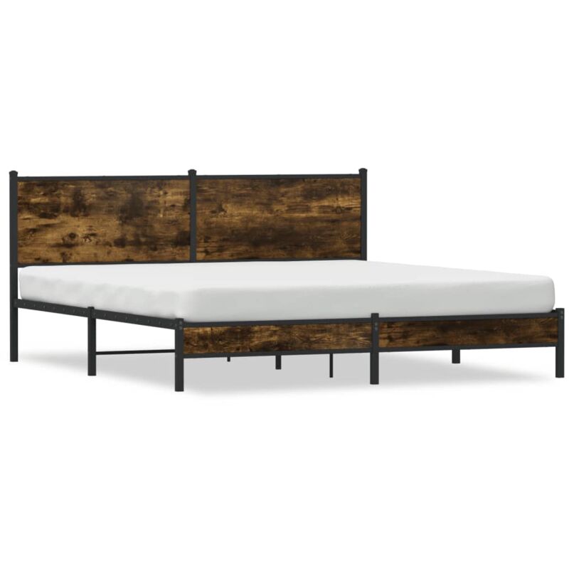Cadre de lit en métal sans matelas chêne fumé 180x200 cm