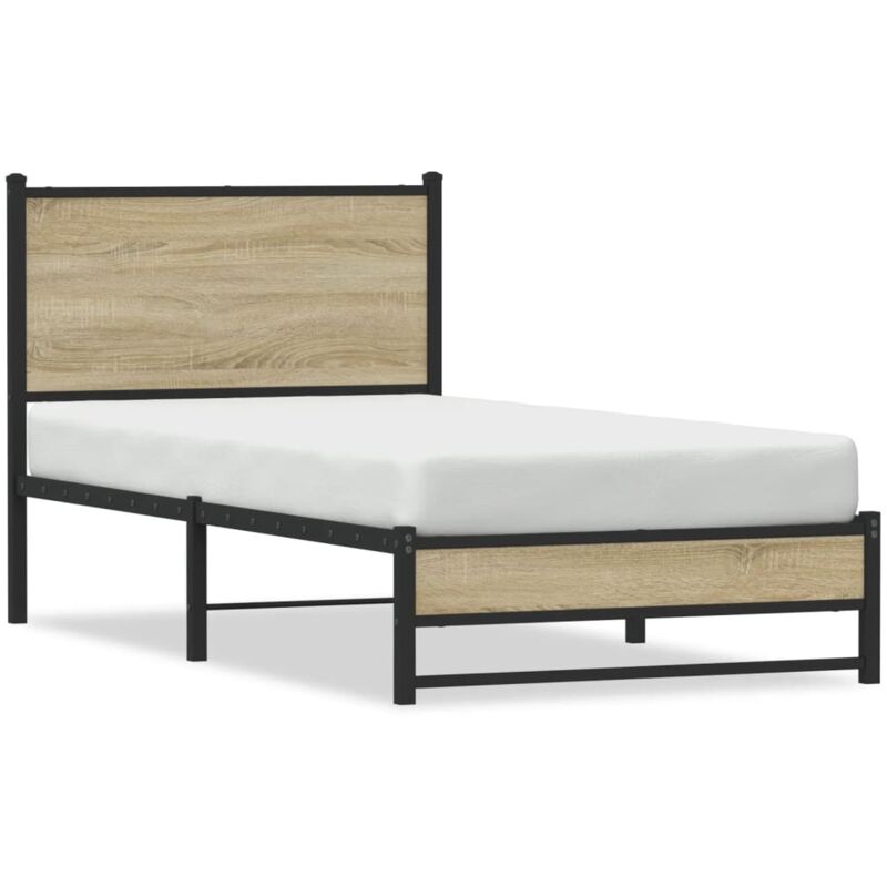 Vidaxl - Cadre de lit en métal sans matelas chêne sonoma 90x190 cm