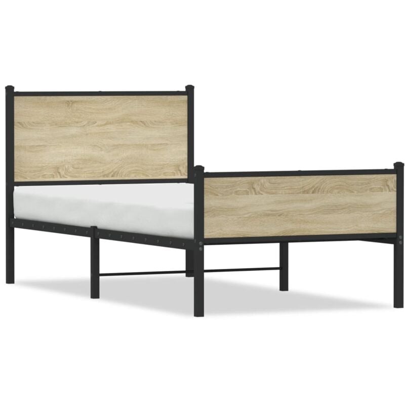 Cadre de lit en métal sans matelas chêne sonoma 80x200 cm - Vidaxl