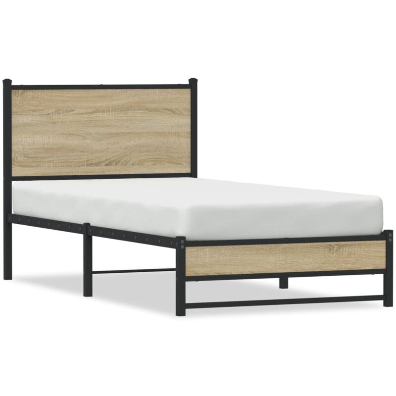 Vidaxl - Cadre de lit en métal sans matelas chêne sonoma 75x190 cm