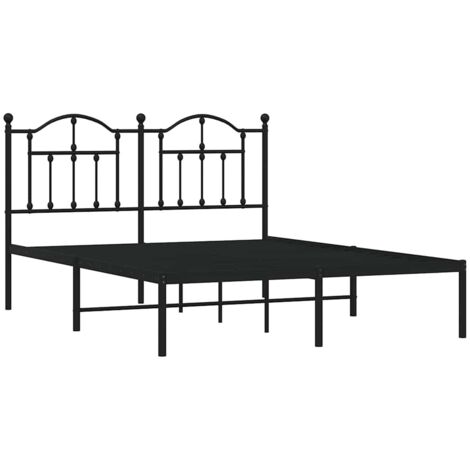 Cadre de lit métal avec tête de lit noir 140x190 cm