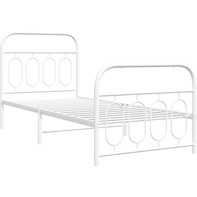 Cadre de lit métal sans matelas avec pied de lit blanc 90x190cm Vidaxl