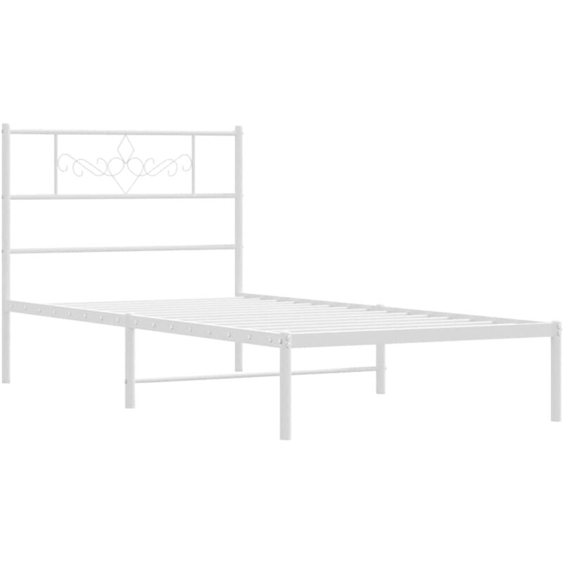 Cadre de lit métal sans matelas et tête de lit blanc 100x190 cm vidaXL