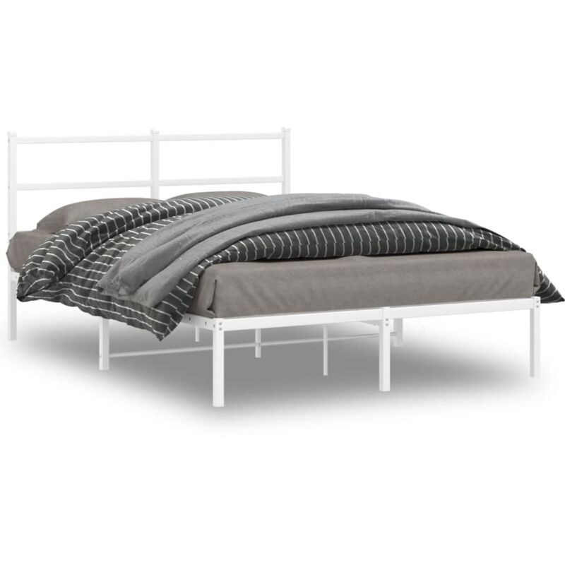 Vidaxl - Cadre de lit métal avec tête de lit blanc 140x190 cm