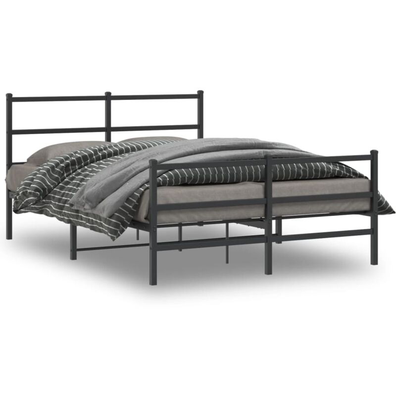 Vidaxl - Cadre de lit métal avec tête de lit/pied de lit noir 140x190 cm