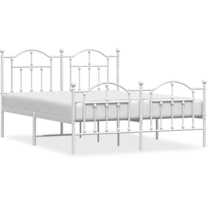 Cadre de lit métal avec tête de lit-pied de lit blanc 140x190 Cadre de lit métal avec tête de lit-pied de lit blanc 140x190