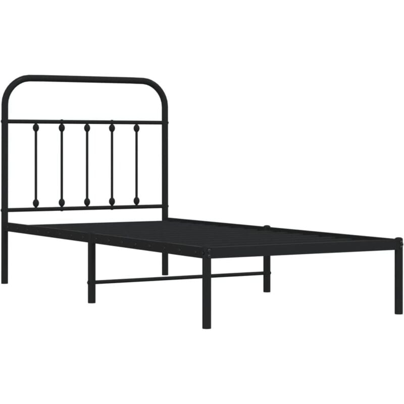 Cadre de lit métal sans matelas avec tête de lit noir 80x200 cm Vidaxl