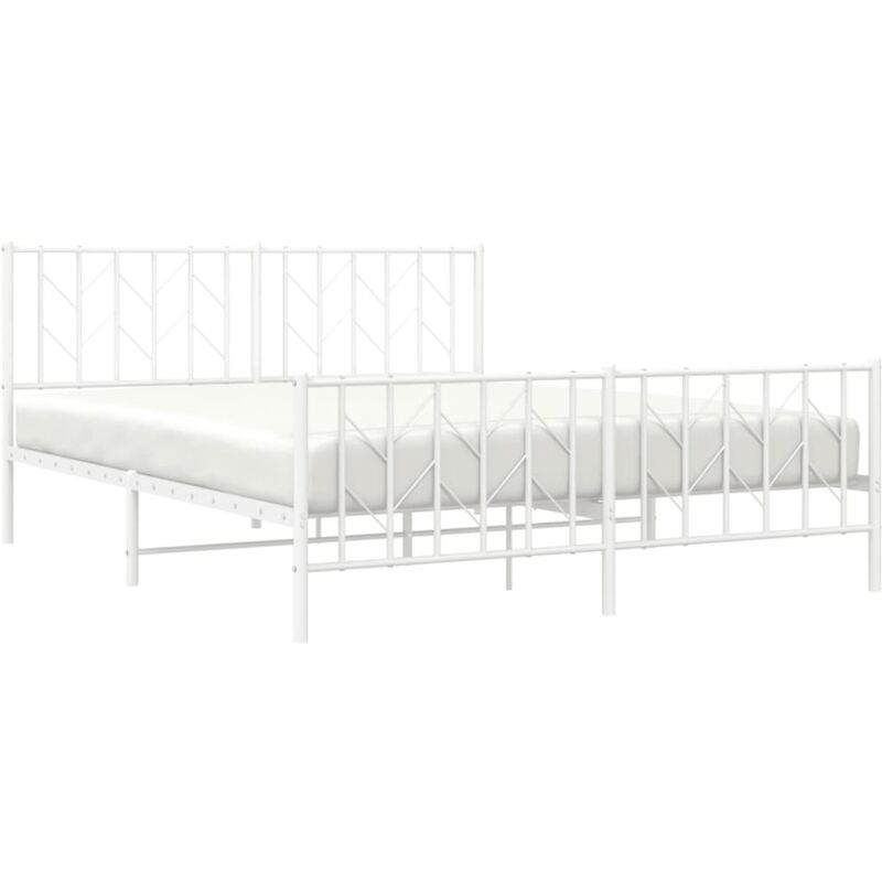 Cadre de lit métal sans matelas et pied de lit blanc 160x200 cm Vidaxl