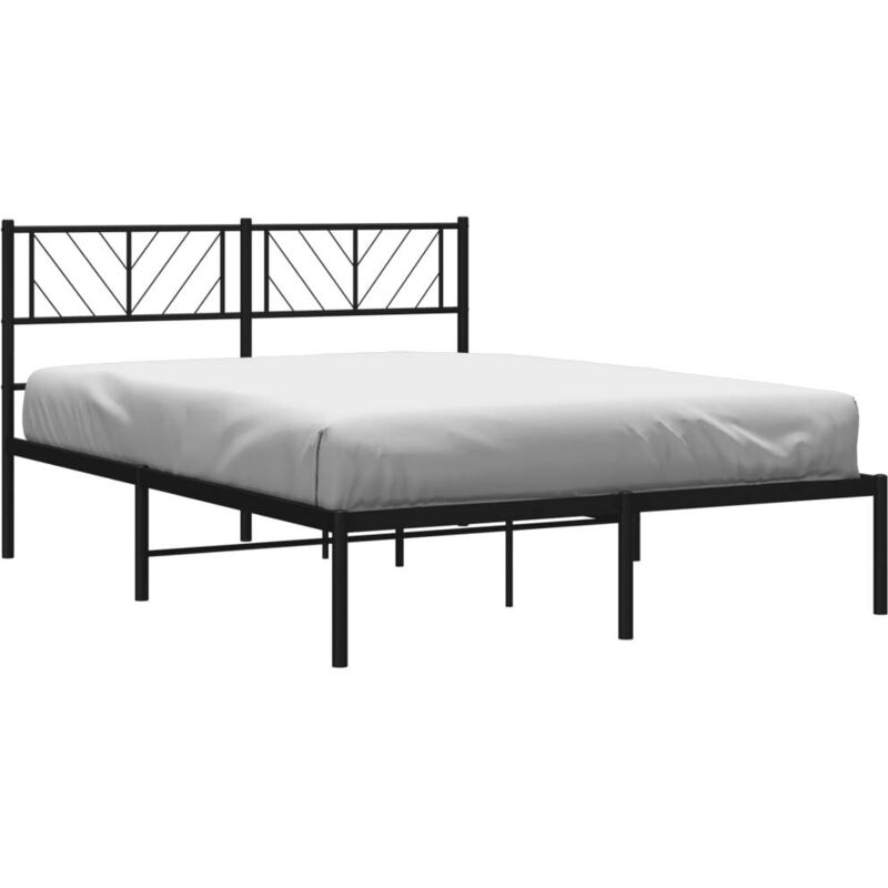 Cadre de lit métal sans matelas avec tête de lit noir 120x200cm Vidaxl