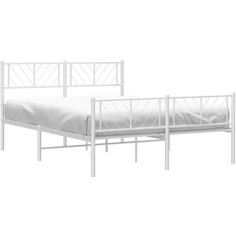 Cadre de lit métal sans matelas et pied de lit blanc 120x190 cm Vidaxl