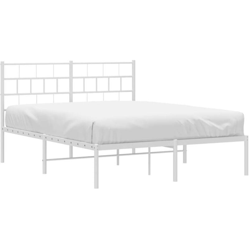 Cadre de lit métal sans matelas et tête de lit blanc 140x190 cm Vidaxl