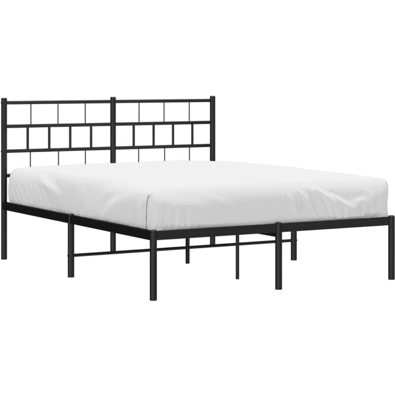 Cadre de lit métal sans matelas avec tête de lit noir 120x190cm Vidaxl
