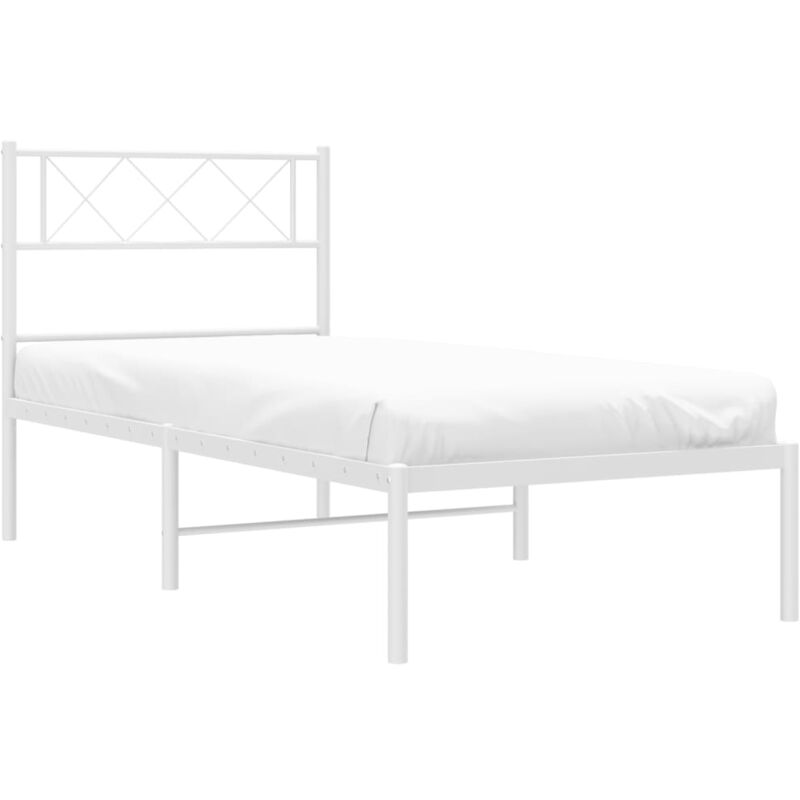 Cadre de lit métal sans matelas avec tête de lit blanc 90x200cm Vidaxl