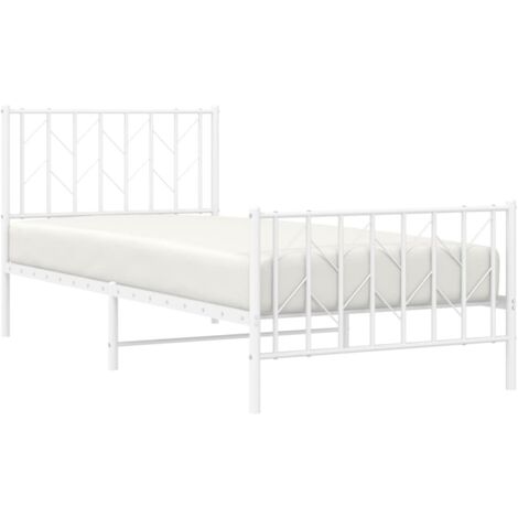 Cadre de lit métal sans matelas avec pied de lit blanc 90x200cm vidaXL