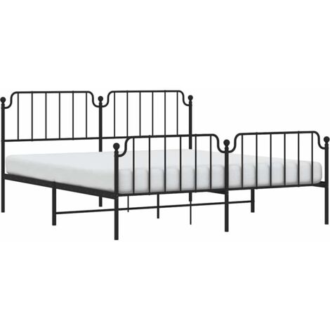 Cadre de lit métal sans matelas avec pied de lit noir 183x213cm vidaXL