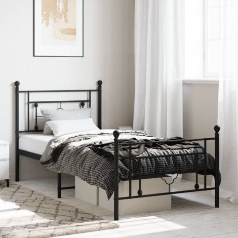 Cadre de lit métal sans matelas avec pied de lit noir 90x190 cm vidaXL